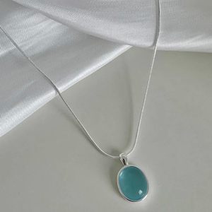 Collana con ciondolo a goccia blu da donna collana di cristallo curativo di ossidiana acquamarina con serpente per occasioni regalo - Product Image 3