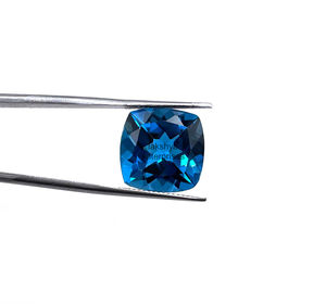 Perles coupées par coussin de topaze bleue de Londres de 11mm pour la fabrication de bijoux pierres précieuses en vrac à facettes de topaze bleue naturelle du fournisseur direct en vrac - Product Image 4