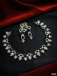 ENSEMBLE DE COLLIER DE MARIÉE EN DIAMANTS AMÉRICAINS et BOUCLES D'OREILLES CLASSIQUES ET DE HAUTE QUALITÉ ENSEMBLE DE BIJOUX DE MARIAGE POUR FEMMES DE STYLE CLASSIQUE - Product Image 2