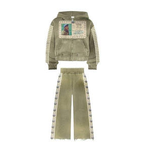 Ensemble de survêtement unisexe tendance en coton 100% pour l'hiver, style streetwear, sweat-shirt et pantalon, vente en gros de vêtements de sport, ensemble complet de survêtement, tissu anti-boulochage - Product Image 6