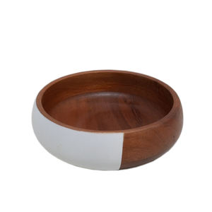 Bol de fruits décoratif unique en bois de forme ronde fini naturel pour la cuisine et les aliments de table et les collations bols de service faits à la main - Product Image 4