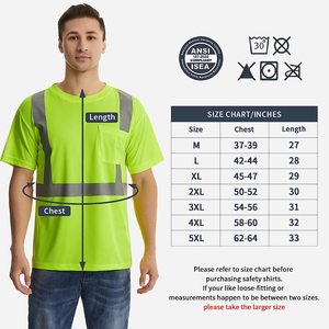 Chemises de sécurité haute visibilité réfléchissantes à manches courtes de classe 2 bandes réfléchissantes résistance à l'abrasion en coton unisexe personnalisée - Product Image 6