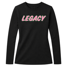 <b>Black</b> Legacy Long Sleeve T <b>Shirt</b> Greek Sorority Apparel Womens <b>Pink</b> <b>and</b> Green College Sisterhood Stylish Casual Greek Wear - Product Image 3