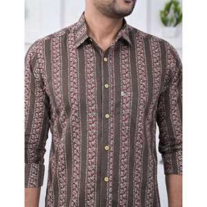 Chemise décontractée en coton imprimé pour homme, manches longues, coupe ajustée, tailles XL à 6XL, tissu popeline respirant, offre ODM - Product Image 2