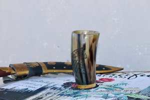 Vidrio de cuerno natural hecho a mano Vajilla tradicional MN EXPORTS Barra y vajilla rústica de vidrio de cuerno de búfalo pulido - Product Image 3