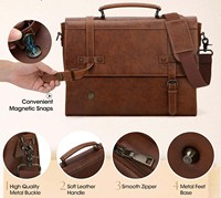 Sacoche élégante et imperméable pour ordinateur portable, en cuir PU, durable, personnalisable avec logo, pour affaires, bureau, voyage, marron, pour hommes