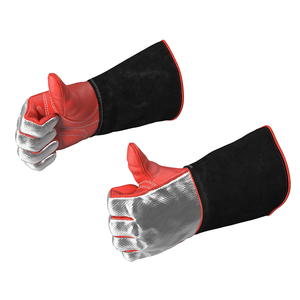 Gants de soudage résistants à la chaleur en cuir de vache fendu couleur jaune gants de pompier anti-dérapant anti-vibration Options personnalisables - Product Image 2