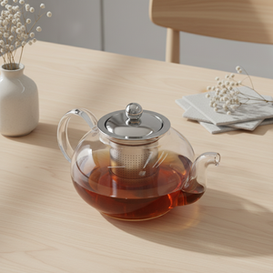 Meilleure vente 3306321-0.8 Théière en verre borosilicate résistant à la chaleur de qualité alimentaire avec couvercle en acier inoxydable, capacité de 800 ml, Europe du Nord - Product Image 6