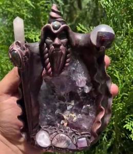 Maître Merlin Avec Apophylite Pierre Naturelle Debout Pcs Pierre Semi-Précieuse De L'Inde - Product Image 1