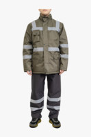 Chaqueta de Seguridad de Alta Visibilidad ANSI Clase 1, Transpirable, Impermeable, de Tela de Poliéster, con LED Intermitente, Logotipo Personalizado y Tiras Reflectantes