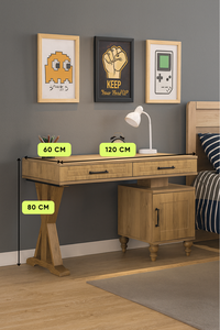 Escritorio de Estudio Moderno Arion Kids Alin Wood, Diseño de Área de Estudio con Cuerpo de MDF y Patas de Madera, Textura de Madera, Escritorios Escolares - Product Image 3