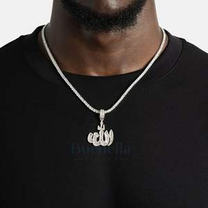 Venta al por mayor Baguette Allah Moissanite diamante colgante personalizado 925 Plata VVS Iced Out hombres mujeres collar Hip Hop colgante - Product Image 2