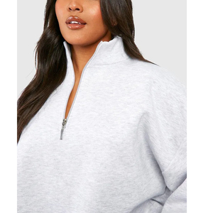 Pull-over à capuche à manches longues et fermeture éclair Quater Sweat-shirt ample à épaules tombantes pour femmes personnalisées Tops d'hiver Imprimé à l'avant - Product Image 3