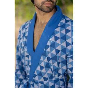 100% Cotton Boho Men's Kimono <b>Robe</b> Geometric Luxury Satin Breathable Long Sleeve Summer Unisex Bathrobe <b>Beach</b> Loungewear - Product Image 2