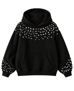 Women Oversized <b>Rhinestone</b> Hoodie Casual Pullover Sweatshirt Long Sleeve With Pocket Fashion Hooded <b>Top</b> - Product Image 1