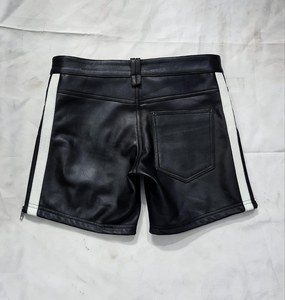 Shorts chauds décontractés vintage taille moyenne respirables en coton noir véritable faits à la main pour hommes - Product Image 4