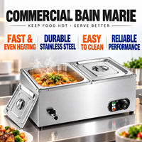 Bain-marie électrique commercial en acier inoxydable 220V 1500W, deux bacs, grande capacité 15L pour hôtels et restaurants