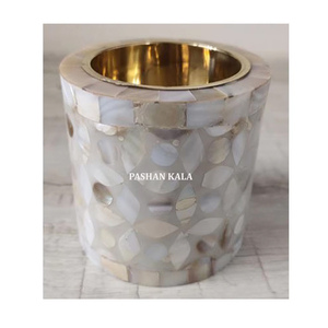 White Mother Of Pearl Bone Inlay Bakhoor Burner - Product Image 1