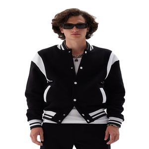 Vestes de baseball vintage pour hommes, vierges, bicolores, avec broderie de patchs chenille personnalisés - Product Image 1