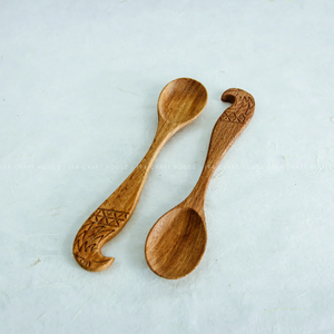 Cuillère en bois poignée imprimée cuillère réutilisable à la main couverts de qualité supérieure poignée rose cuillère en bois personnalisée - Product Image 3