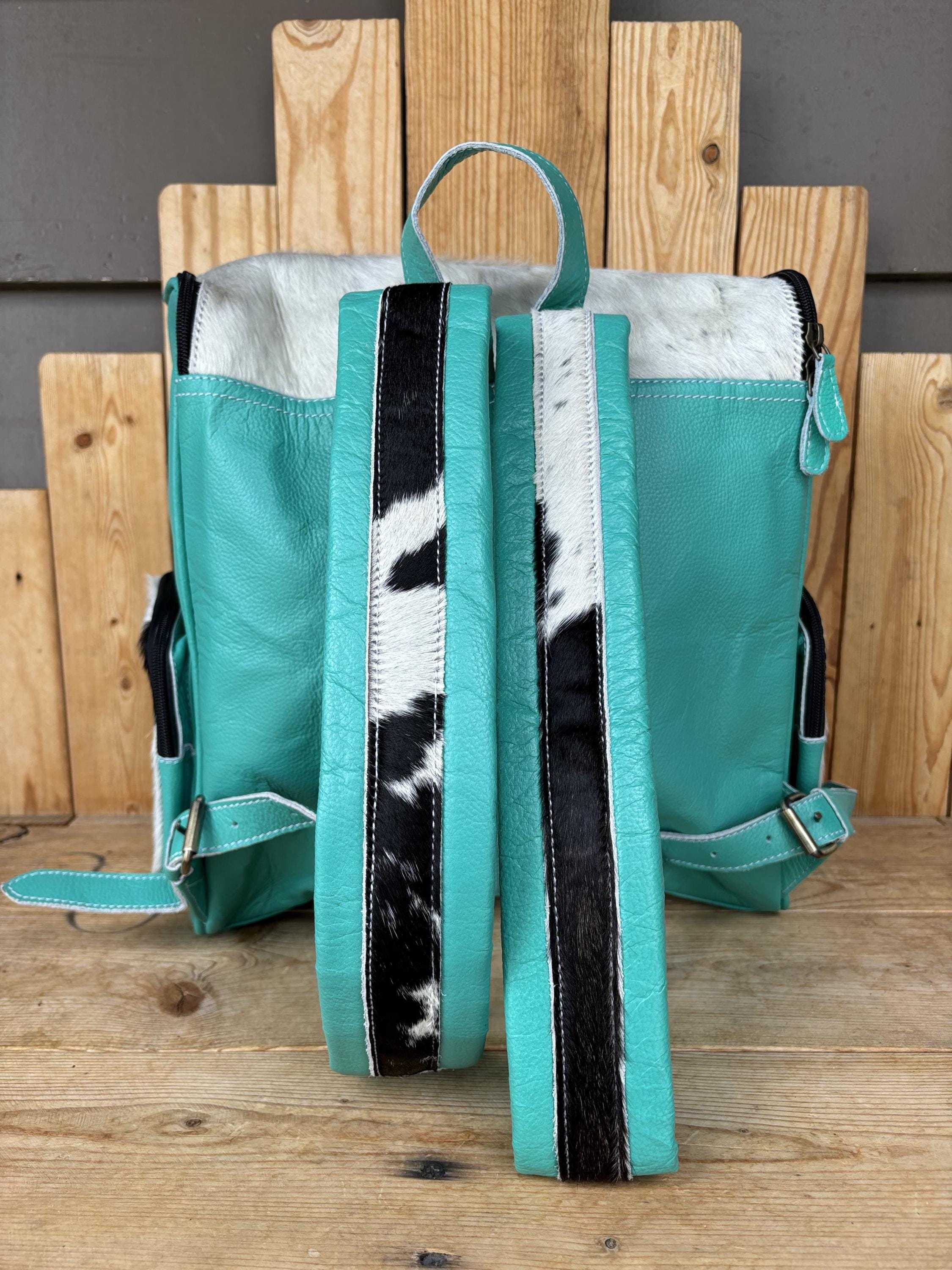 Natural Cowhide Rucksack Backpack Hand Tooled Leather Floral 