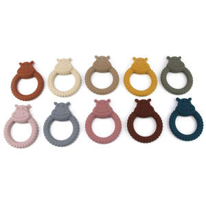 Anneau de dentition de qualité alimentaire pour l'alimentation des bébés, articles de puériculture, vente chaude 2026, adorable hippopotame, jouet pour bébé en silicone sans BPA - Product Image 1