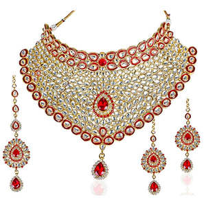 Mithya Traditional <b>Gold</b> Plated Kundan Necklace <b>Set</b> 2000113-Exquisite Fine Jewelry <b>Set</b> - Product Image 1
