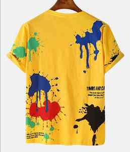 Camiseta informal de moda de verano 2025 para hombre, cuello de manga corta, estampado de Color, tela de punto de algodón 100%, logotipo personalizado - Product Image 5