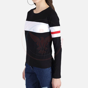 Women Casual 100% Cotton Eco-Friendly Heavy Duty Long Sleeves T-Shirts OEM Service - Product Image 2