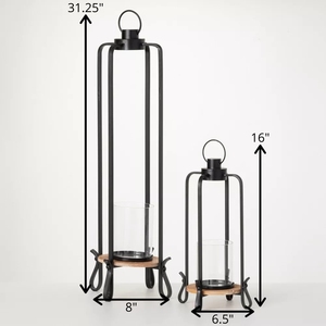 Scented Candle Holder Metal Holiday Christmas <b>Lantern</b> <b>Black</b> Powder Coated Pillar Elegant <b>Lantern</b> for Decoration - Product Image 6