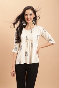 เสื้อเคอร์ติสั้นแขนสั้นผ้าฝ้ายแท้/สั้นสไตล์ตะวันตกดีไซน์ทันสมัยสำหรับสาวๆมีจำนวนมาก - Product Image 2