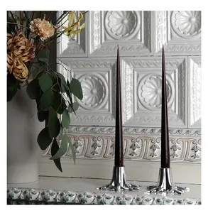 Support de bougie de Noël en laiton plaqué or et argent, fait main, gaufré, de qualité supérieure, pour décoration intérieure, poli miroir - Product Image 1