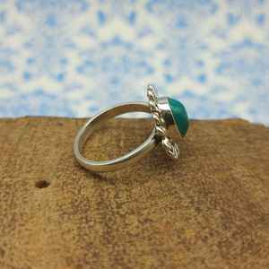 Bague en argent sterling 925 avec pierre de turquoise tibétaine Fournisseur de bijoux en gros de l'Inde - Product Image 4