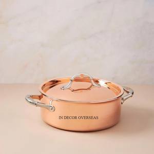 Look classique Texture martelée en cuivre de qualité supérieure Forme ronde Ruffoni Ustensiles de cuisine Casserole Pot en cuivre de l'Inde - Product Image 1