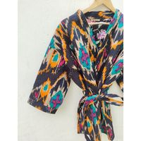 Damen Kurze Vintage Festival Mode Handgefertigte 100% Baumwolle Schlafbekleidung V-Ausschnitt Kordelzug Atmungsaktiv Kantha Gesteppt