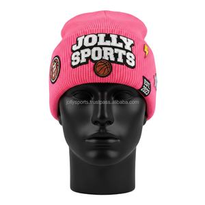 <b>Pink</b> Women Winter Beanie Cap 280 GSM High Quality Rib Knit <b>Fabric</b> Soft Warm Custom Embroidery Badges Logo Jacquard Beanies Cap - Product Image 1