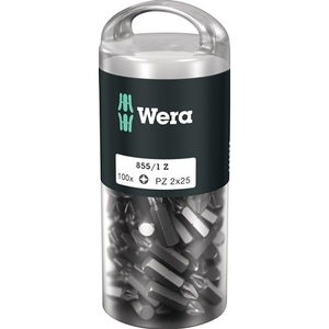 <b>Screwdriver</b> Bit Bulk Pack 855/1 Z 1/4" PZD 2 Length 25 mm DIN ISO 1173 Form C 6.3 100pcs/Box WERA - Product Image 1