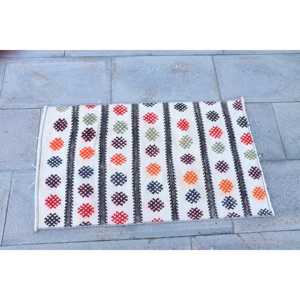 พรมวินเทจขนาดเล็ก 1.8x3 ฟุต พรมขนสัตว์ลายจุดสีขาวสไตล์ตุรกี - Product Image 4