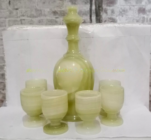 Elegante Botella de Vino de Ónix Verde con Copas Pequeñas, Perfecta para el Hogar, Bar, Cenas, Entretenimiento, Juego de Regalo Único Hecho a Mano - Product Image 1