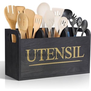 Porte-couverts en bois d'aspect design avec une finition durable de qualité supérieure pour contenir les fourchettes, cuillères et couteaux de manière élégante - Product Image 2