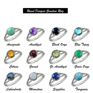 แหวนพลอยสีฟ้าสำหรับครอบครัวดีไซน์เนอร์925เงินสเตอร์ลิงทรงกลมพลอยเทียมสีฟ้าสำหรับงานแต่งงาน - Product Image 6