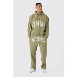 Survêtements avec logo personnalisé Ensemble sweat à capuche en éponge française Survêtements surdimensionnés en coton polaire épais poids lourd vierge pour hommes - Product Image 1