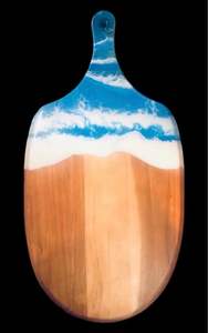 Tablero de charcutería de resina epoxi de madera de acacia de la mejor calidad, mango de madera para desayuno, exhibición de carne, decoración del hogar, artesanías naturales - Product Image 4