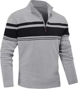 Pull en tricot décontracté pour homme W9592Y Knzhee Industry, anti-rides, anti-bouloches, respirant, fin, 100% coton, ample, uni, hiver - Product Image 2