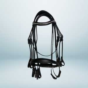 Brida de cuero occidental con riendas dobles y banda de cristal para cejas - Product Image 1