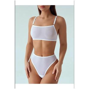 SET di mutande BUSTIER trasparenti in TULLE bianco PLUS SIZE da donna