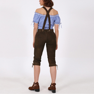 2025 nouveau Style Lederhosen pantalon en cuir bavarois Oktoberfest Type court extérieur bas quantité minimale de commande pantalon en cuir de chèvre pour les femmes - Product Image 2