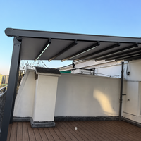 Pergola rétractable à commande à distance, en aluminium et PVC, résistante au vent et aux UV, pour patio, jardin, balcon, terrasse, villa, hôtel
