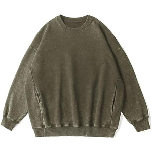 เสื้อสเวตเชิ้ตผู้ชายสไตล์ Urban Trend แบบย้อมสีเอซิด ผ้าคอตตอนฟลีซหนานุ่ม ทรงโอเวอร์ไซส์ ไหล่ตก สไตล์ลำลอง รับผลิตแบบ OEM และติดฉลากส่วนตัว - Product Image 5