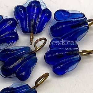 7 Cuentas colgantes de vidrio vintage en forma de hoja naranja, 27mm X15mmCuentas de vidrio de Murano veneciano en caja de diseño elegante Embalaje - Product Image 3